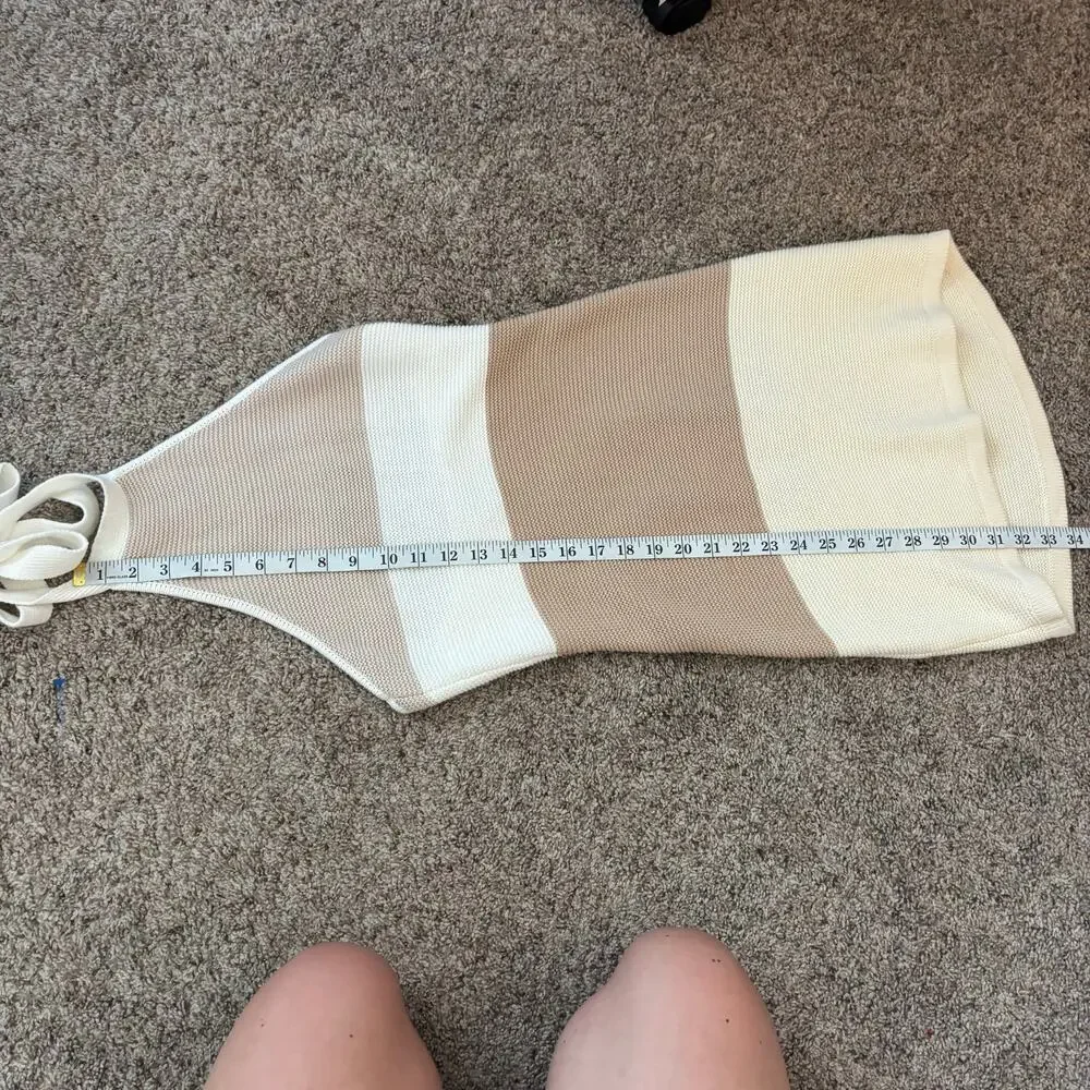 Sabo Women’s Auri Knit Dress Halter Neck Dress S Beachy Minimalist Coverup - Picture 7 of 12